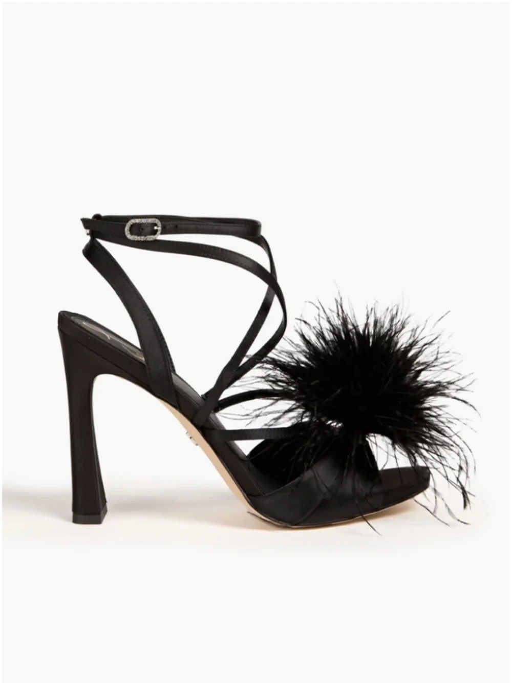 NWT Sam Edelman Layton Feather-Trimmed Satin Sandals | US 7.5